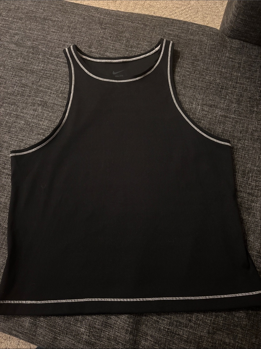 Nike Black workout Tank with white Contrast Trim